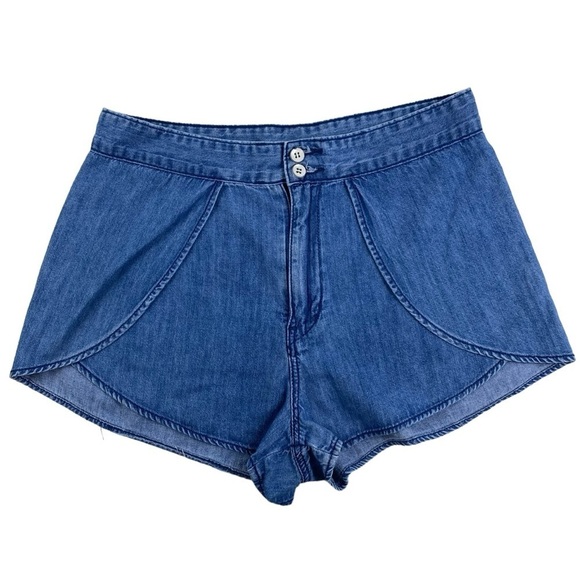 BDG Urban Outfitters Women’s Wrap‎ Style Blue Denim Jean Shorts Sz 4 - Picture 1 of 13
